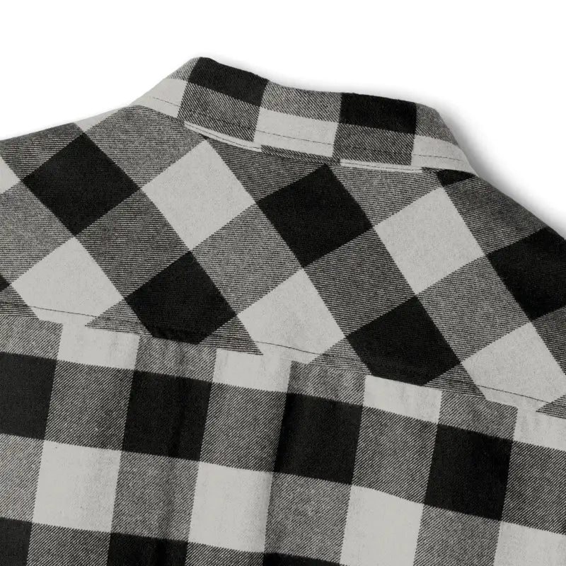 Black and white checkered shirt in Gray and Black Plaid Flannel Shirt product display