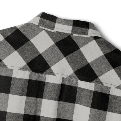 Black and white checkered shirt in Gray and Black Plaid Flannel Shirt product display