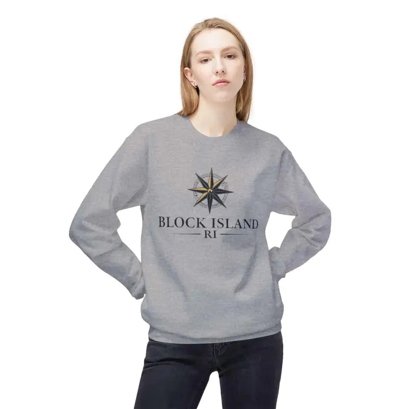 Gray Block Island Nautical Sweatshirt featuring a stylish compass design