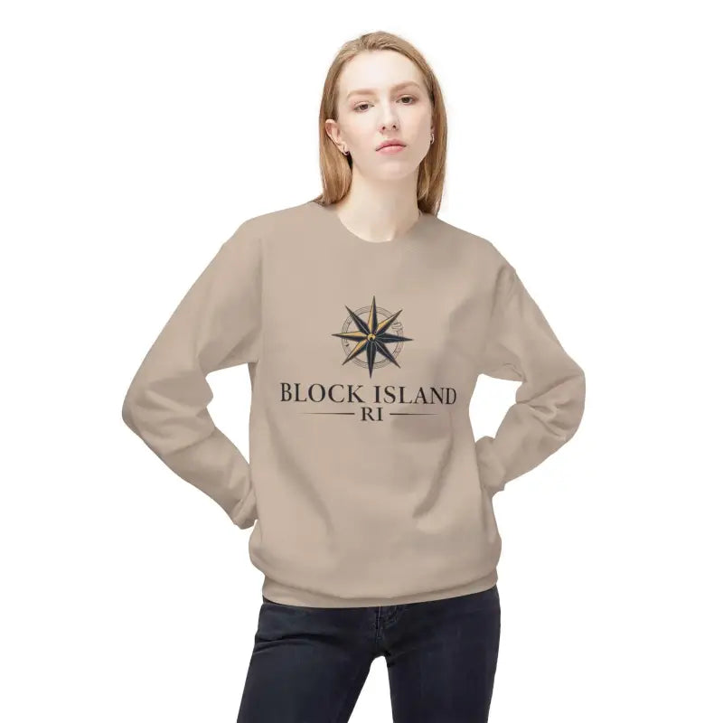 Beige sweatshirt featuring a compass design from Gray Block Island collection