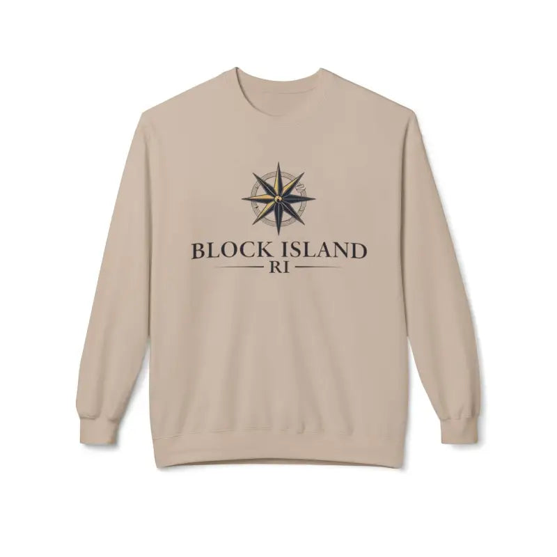 Beige Block Island sweatshirt displayed with Gray Block Island Nautical design