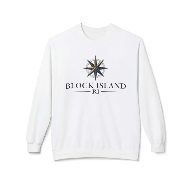 White sweatshirt featuring a compass design from Gray Block Island collection