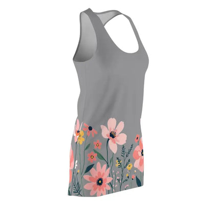 Gray Floral Racerback Dress for Women featuring a stylish and elegant tank design