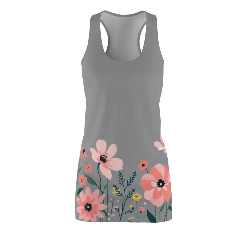 Gray floral racerback dress for women showcasing elegant design and feminine style