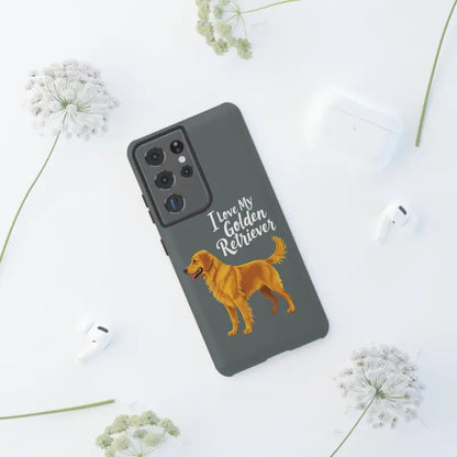 Gray Phone Case Featuring Golden Retriever Design for iPhone 16 Pro for pet lovers