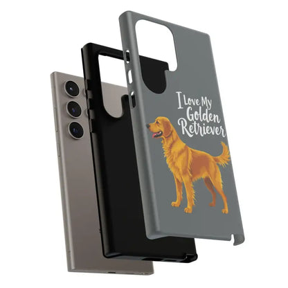 Gray Phone Case featuring Golden Retriever design for iPhone 16 Pro
