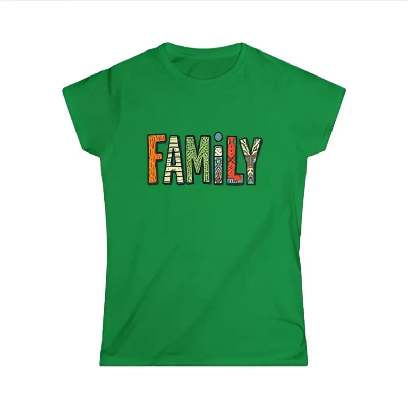 Green Family T Shirt for Women featuring a premium softstyle fabric design