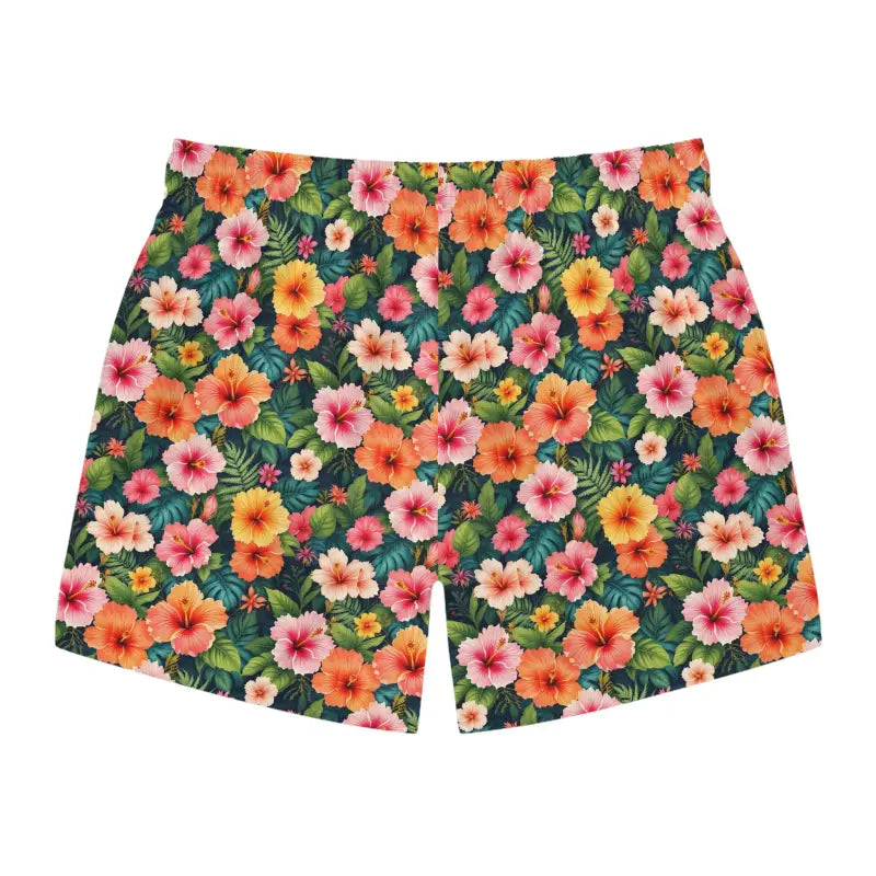 Floral patterned swim trunks for Hawaiian Spirited Custom Summer Fun product display