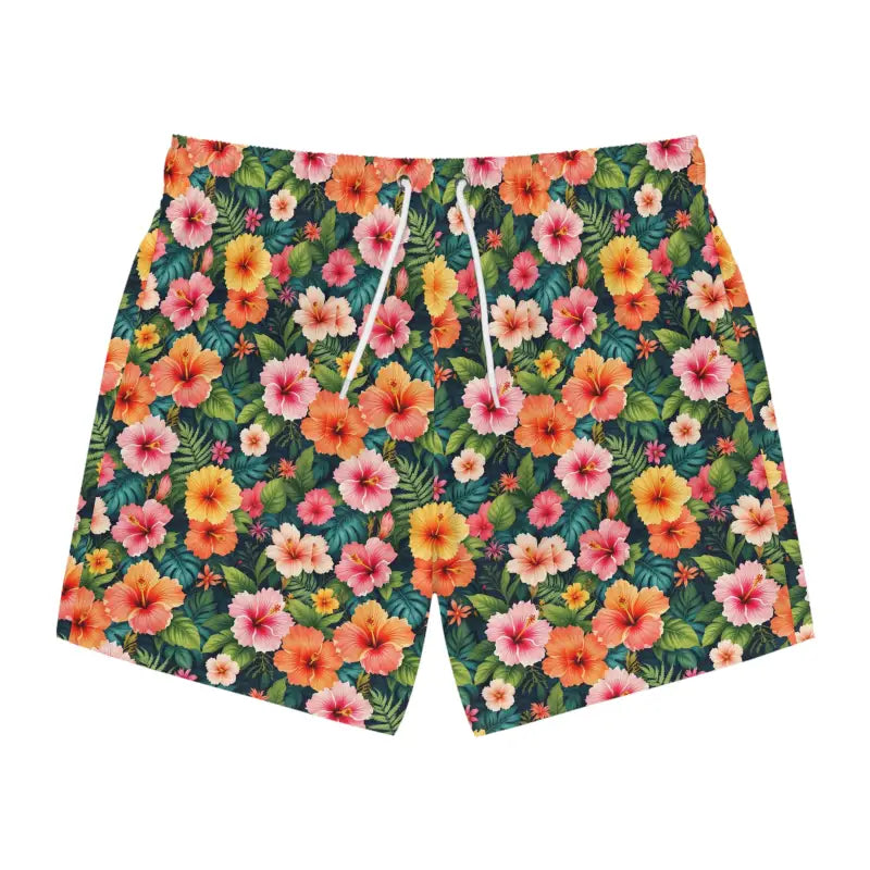 Floral patterned swim trunks from Hawaiian Spirited for custom summer fun