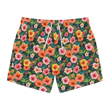 Floral patterned swim trunks from Hawaiian Spirited for custom summer fun