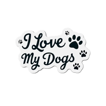I Love My Dogs Sticker with Paw Prints for dog lovers and pet enthusiasts