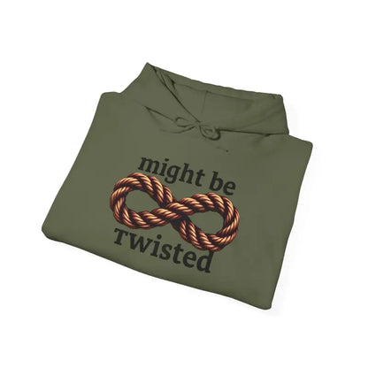 Folded olive green Infinity Rope Hoodie Sweatshirt showcasing its stylish design