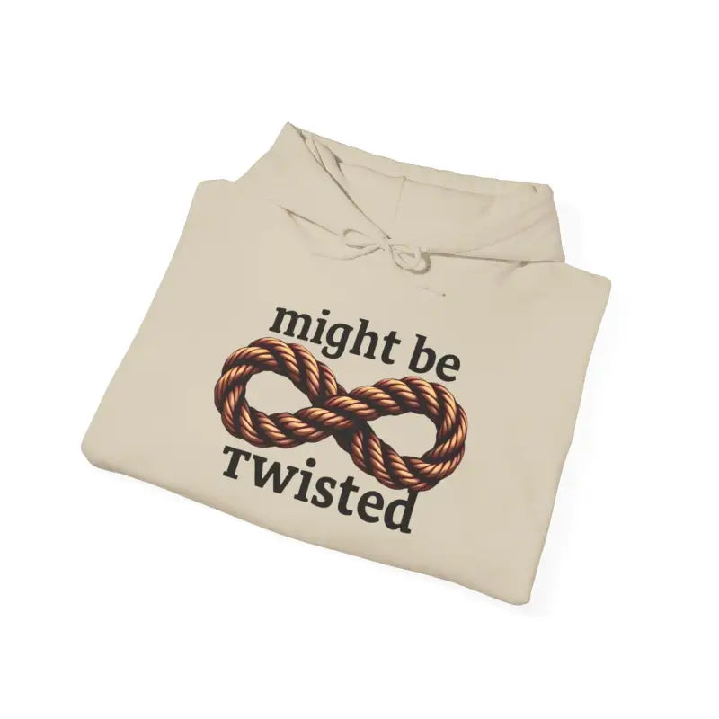 Folded beige Infinity Rope Hoodie Sweatshirt featuring a stylish rope infinity symbol