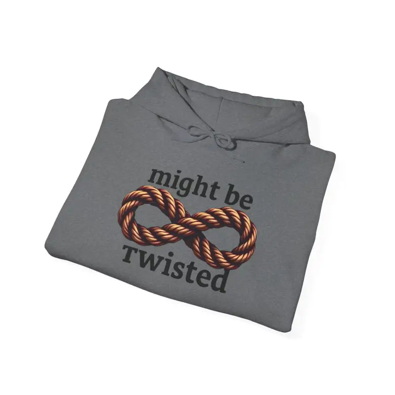 Folded gray hoodie of the Infinity Rope Hoodie Sweatshirt, showcasing its stylish design