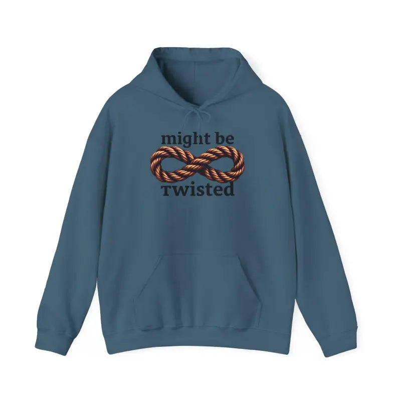 Blue hoodie featuring an infinity rope design, part of the Infinity Rope Hoodie Sweatshirt