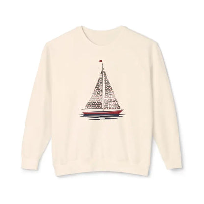 Ivory Sailboat Crewneck Sweatshirt featuring a stylish sailboat design