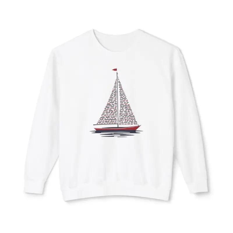 Ivory Sailboat Crewneck Sweatshirt featuring a stylish sailboat graphic design