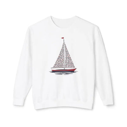 Ivory Sailboat Crewneck Sweatshirt featuring a stylish sailboat graphic design