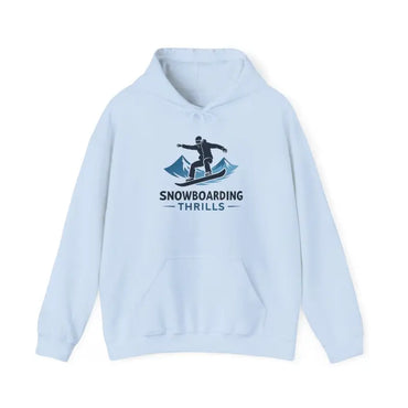Light blue Lavender Snowboarding Hoodie featuring winter sports graphic design