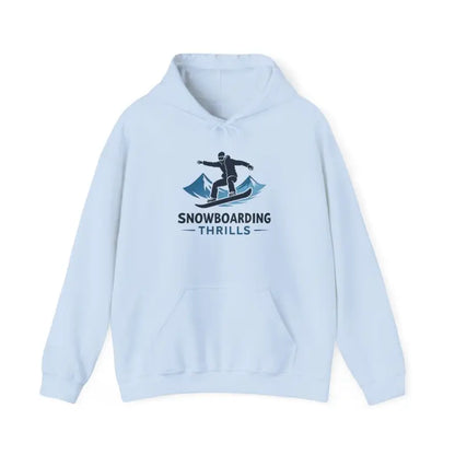 Light blue Lavender Snowboarding Hoodie featuring winter sports graphic design