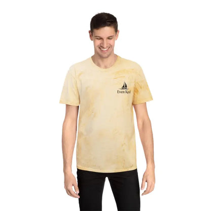 Man wearing a tie-dye t-shirt from Life’s a Beach Unisex T Shirt Coastal Wear