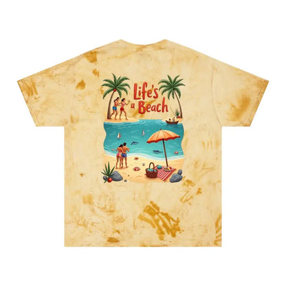Tie-dye Life’s a Beach Unisex T-Shirt for Coastal Wear and Relaxation