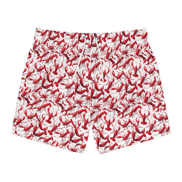 Lobster Print Swim Trunks featuring a vibrant lobster-patterned design for summer fun