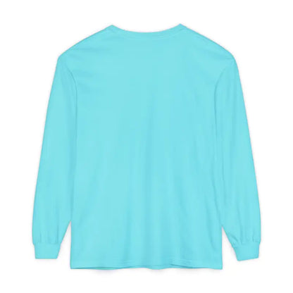 Aqua long-sleeved shirt featured in the Yellow Long Sleeved Shirt with Newport Graphic