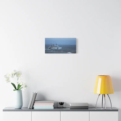 Framed boat photograph of M/V Anna C Block Island Ferry leaving Old Harbor for nautical decor