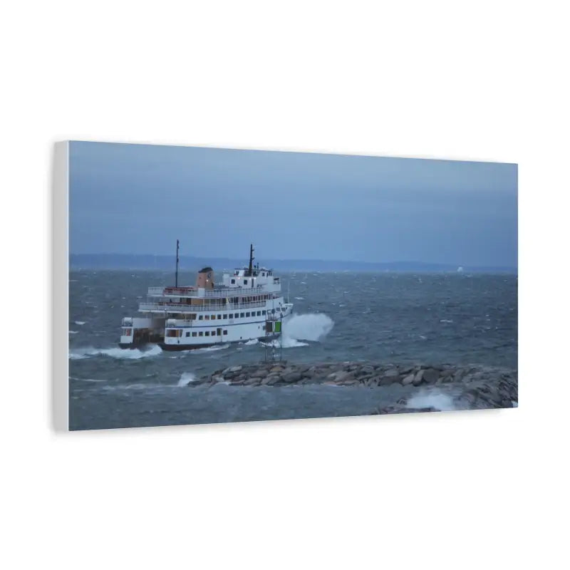 Canvas print of M/V Anna C Block Island Ferry navigating rough seas for nautical decor