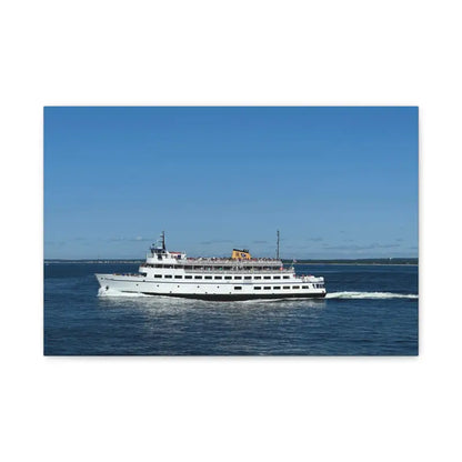 White passenger ferry M/V Carol Jean Block Island Ferry on a busy day nautical decor