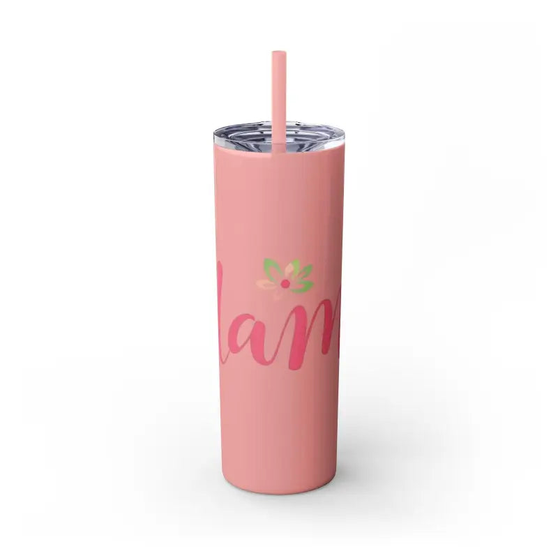 Pink tumbler with straw from Mama 20oz Tumbler in Glossy White and Carnation Pink