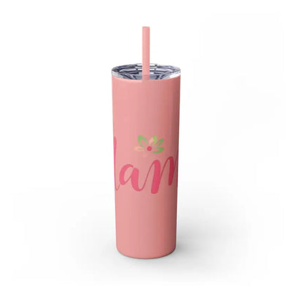 Pink tumbler with straw from Mama 20oz Tumbler in Glossy White and Carnation Pink