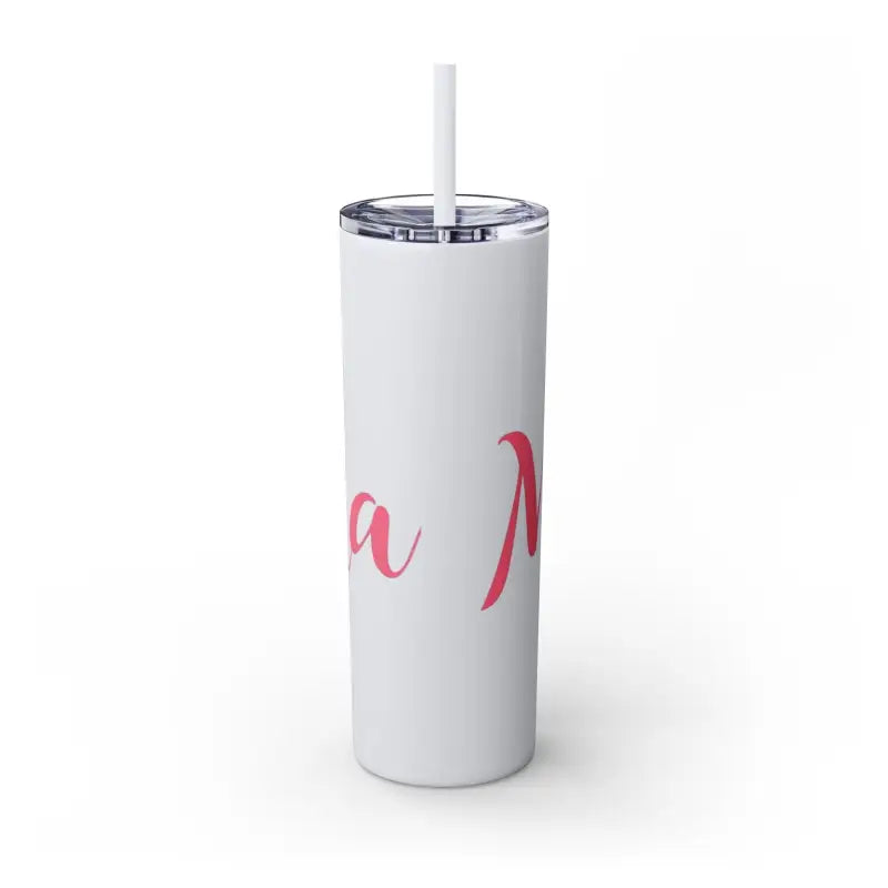 White tumbler with straw from Mama 20oz Tumbler in Glossy White and Carnation Pink
