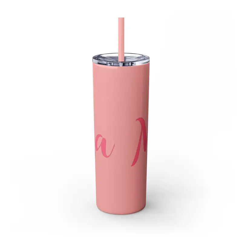 Pink tumbler with straw from Mama 20oz Tumbler in Glossy White and Carnation Pink