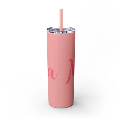 Pink tumbler with straw from Mama 20oz Tumbler in Glossy White and Carnation Pink