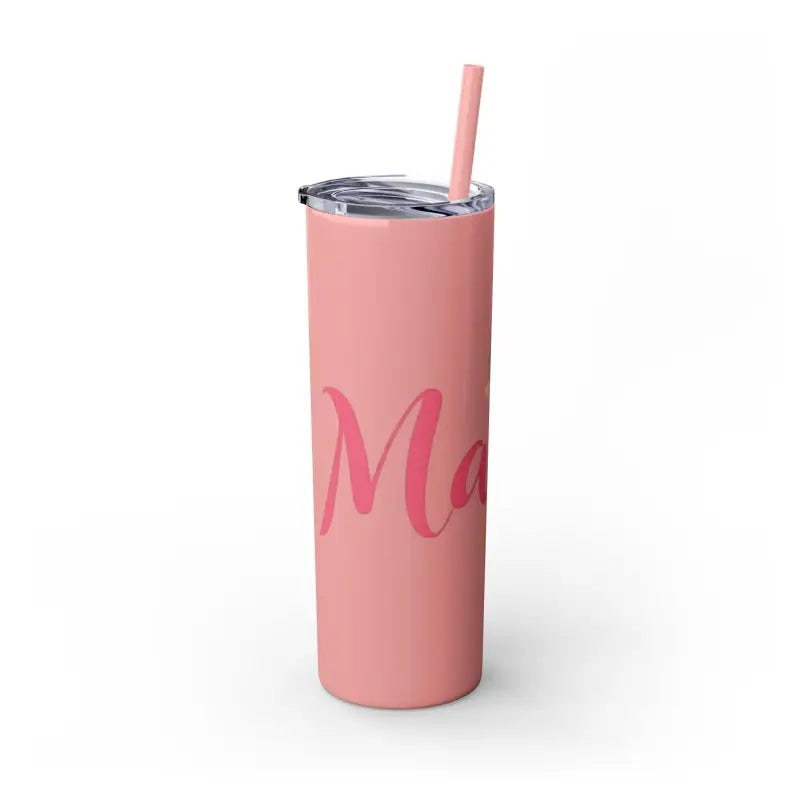 Pink tumbler with straw from Mama 20oz Tumbler in Glossy White and Carnation Pink