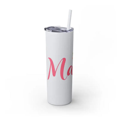 Glossy White Mama 20oz Tumbler with Matching Straw in Carnation Pink