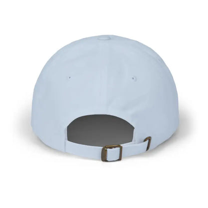 Light blue embroidered baseball cap from Mama collection in dark blue and pink accents