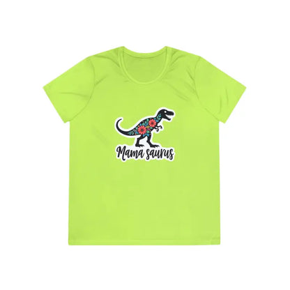 Chartreuse Mama Saurus Rex Style Quick Dry Dinosaur T Shirt displayed prominently