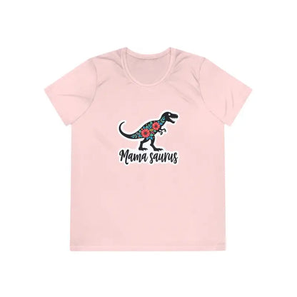 Pink Mama Saurus Rex Style Quick Dry T-shirt featuring a dinosaur graphic