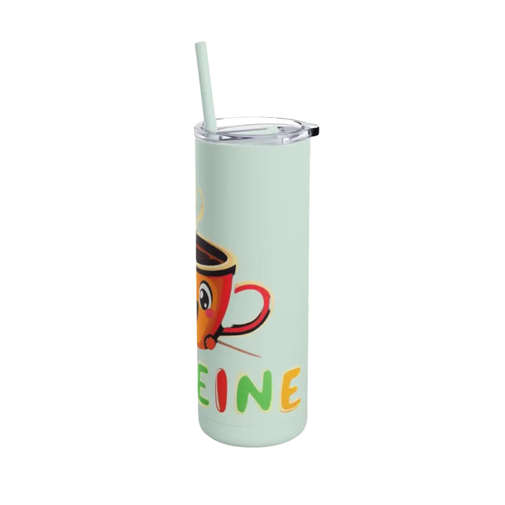 Cartoonish coffee tumbler with straw from Matte 20oz Insulated Cartoon Coffee Tumbler