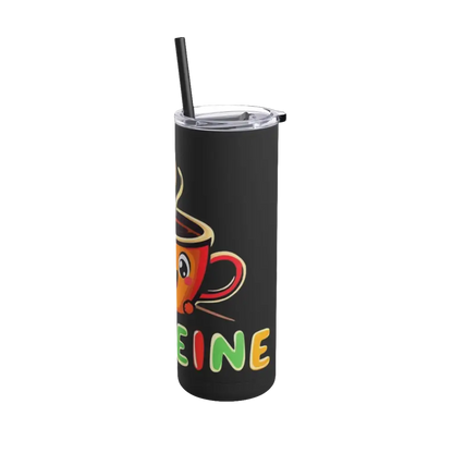 Black Matte 20oz Insulated Cartoon Coffee Tumbler with coffee cup design