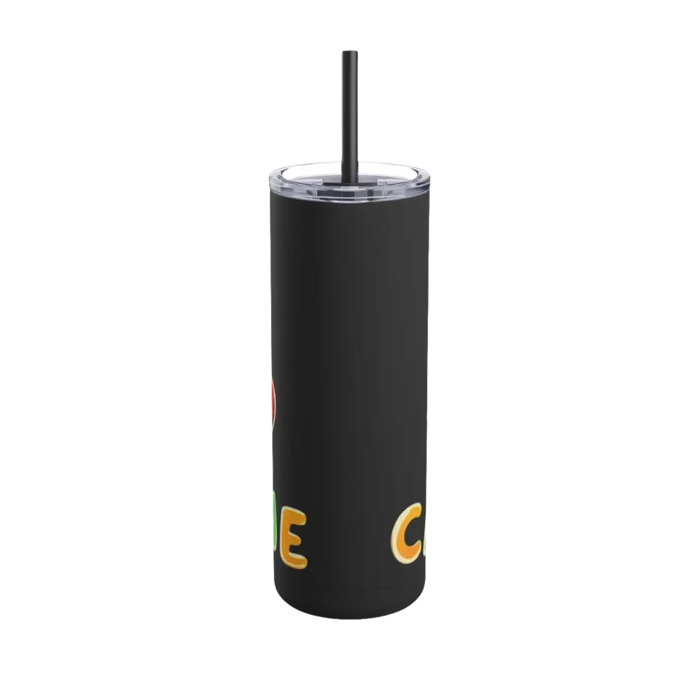 Black 20oz Matte Insulated Cartoon Coffee Tumbler with Straw for beverages