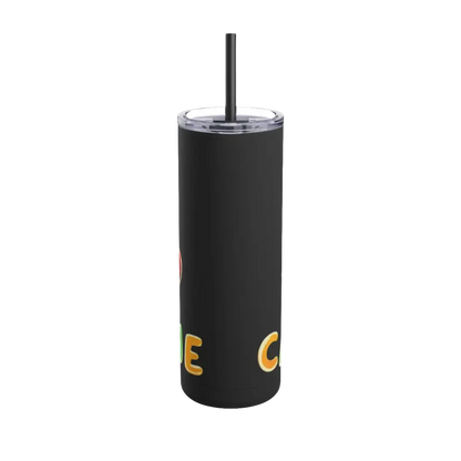 Black 20oz Matte Insulated Cartoon Coffee Tumbler with Straw for beverages