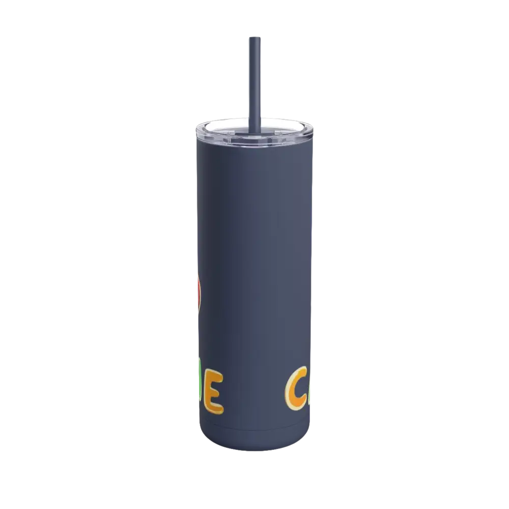 Dark blue Matte 20oz Insulated Cartoon Coffee Tumbler with straw
