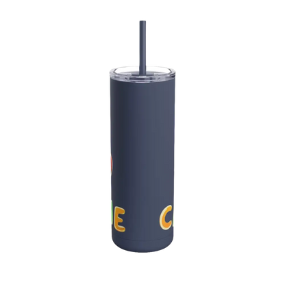 Dark blue Matte 20oz Insulated Cartoon Coffee Tumbler with straw