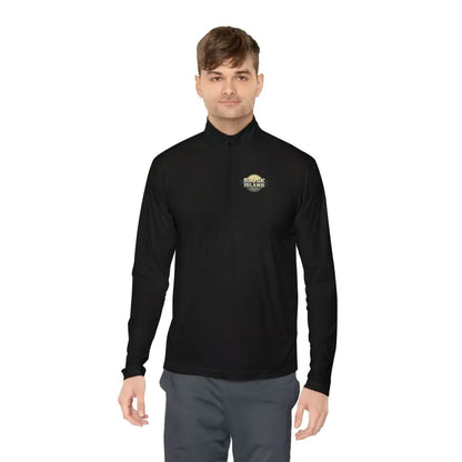 Black long-sleeved shirt from Men Simple Block Island Quarter Zip Pullover in Gray White Blue