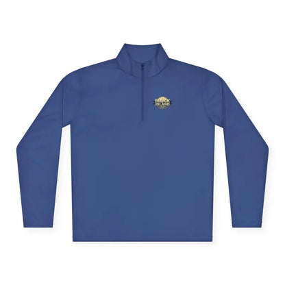 Blue long-sleeved pullover in Men Simple Block Island Quarter Zip Pullover collection