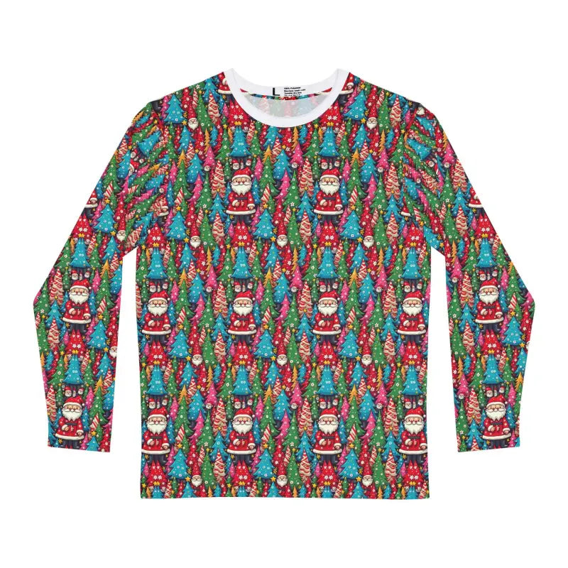 Long-sleeved Christmas-themed shirt featuring a festive gnome design for men